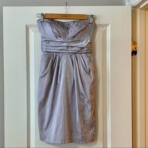 NWOT JR size beautiful silver strapless dress.